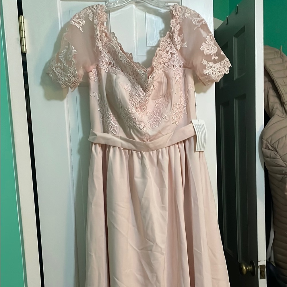 Elegant Lace Pink Dress